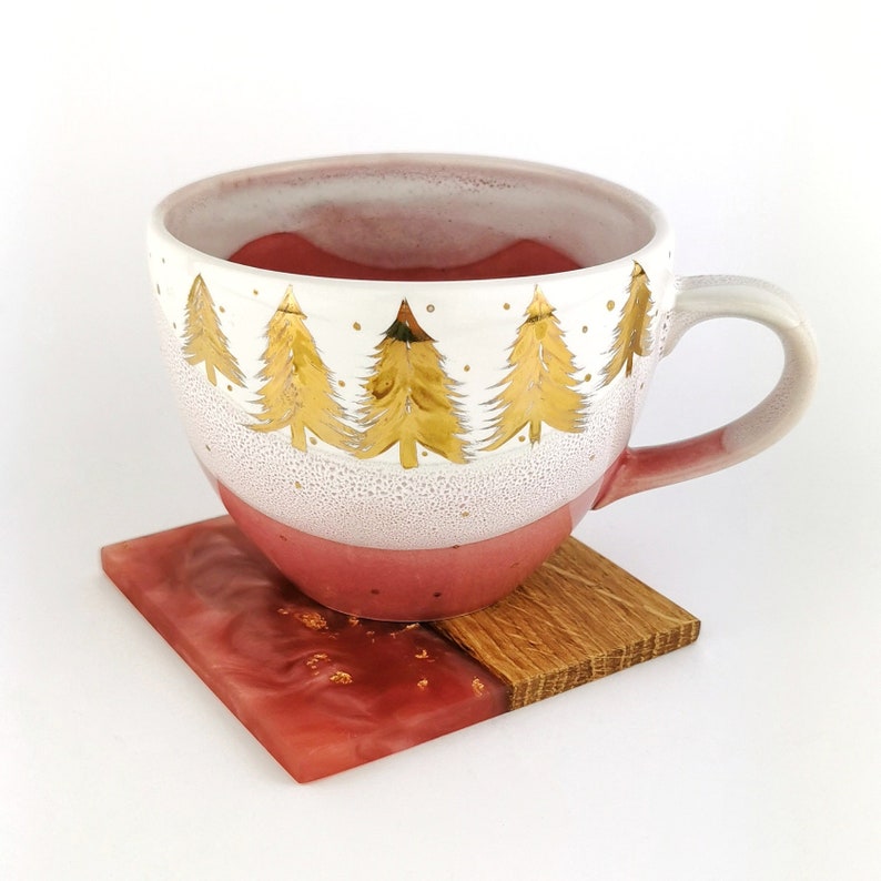Gold Forest Cups With Coasters - Ceramic Connoisseur