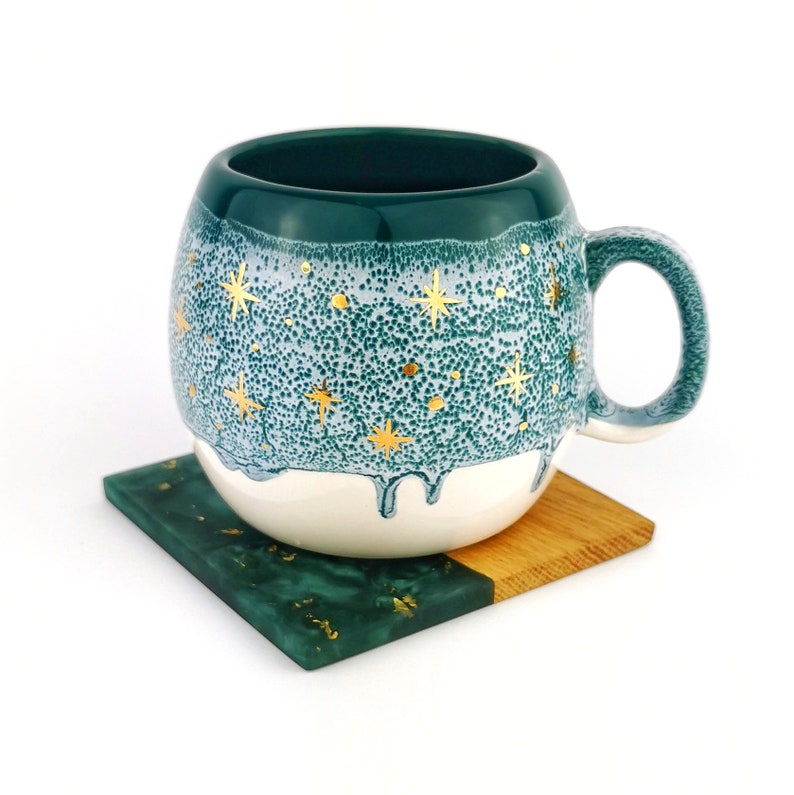 Green Barrel Mugs With Coasters - Ceramic Connoisseur