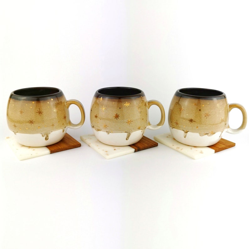 Brown Barrel Mugs With Coasters - Ceramic Connoisseur