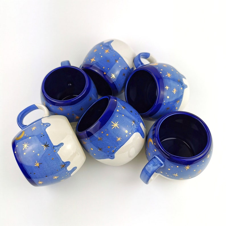 Blue Barrel Mugs With Coasters - Ceramic Connoisseur